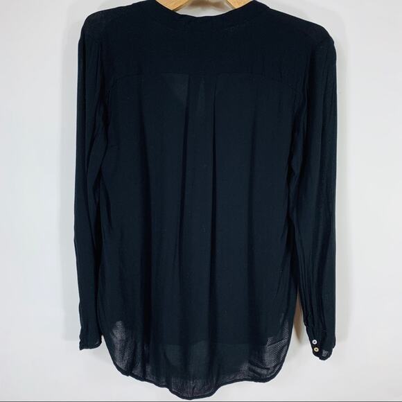 H&M Black Rayon Popover Shirt Sz 6 Semi Sheer - Picture 10 of 11